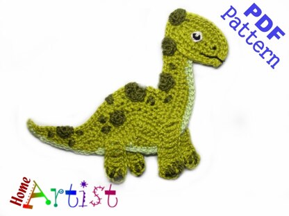 Dinosaur crochet applique pattern