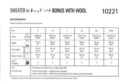 Sweater in Hayfield Bonus Aran with Wool - 10221 - Leaflet