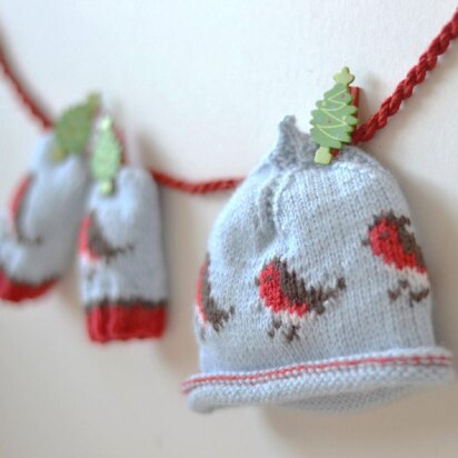 Baby beanie and baby mittens CHRISTMAS ROBINS BUNDLE OFFER!