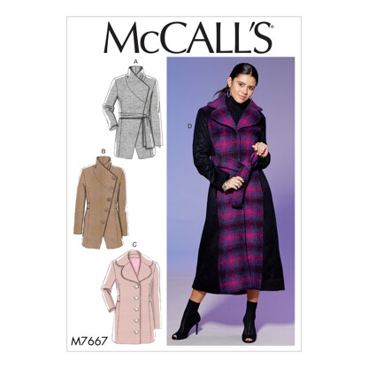 McCall's Misses' Princess Seamed Coats and Belt with Collar Options M7667 - Sewing Pattern