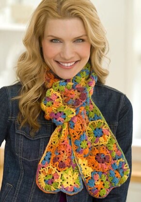 Multi Motif Scarf in Red Heart Heart & Sole - WR2168