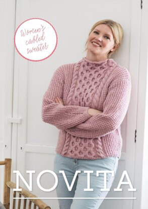 Women's Cabled Sweater in Novita 7 Veljestä - 33 - Downloadable PDF