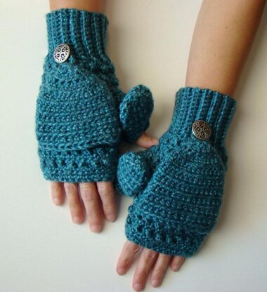 Teal Convertible Mittens