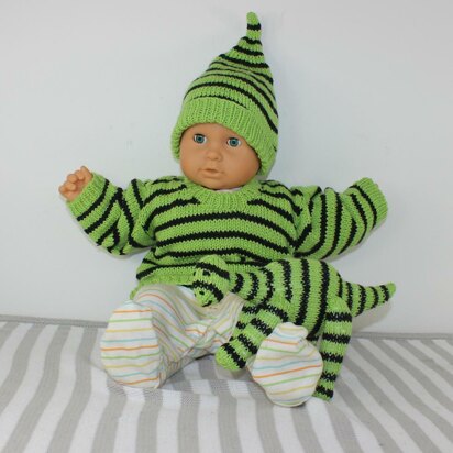 Baby Stripe Sweater, Pixie Hat and Dinosaur Toy