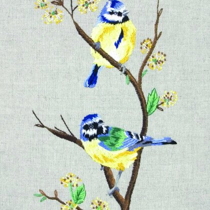 Anchor Blue Tits Embroidery Kit - 20 x 38cm