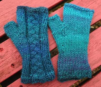 Plaited Cable Fingerless Mittens