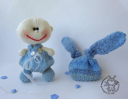 Pebble doll blue Bunny