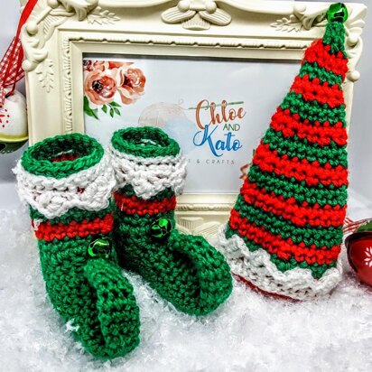 Mini Elf Crochet Christmas Hat and Boots