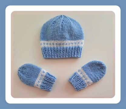 Sweet Heart Baby Hat and Mittens