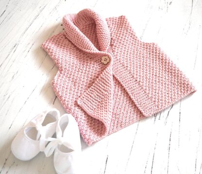 Versatile baby Cardigan or Vest with shawl collar P081 Knitting pattern by OGE Knitwear Designs LoveCrafts