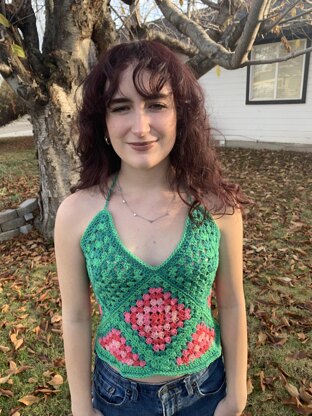 Rose Garden Boho Granny Square Halter Top