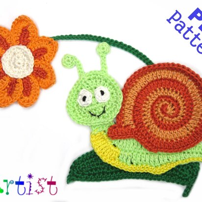 Snail crochet applique pattern