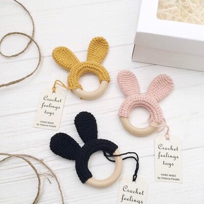 Bunny ears and Bear ears crochet baby teether pattern