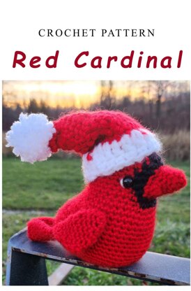 Cardinal Bird with Santa Hat