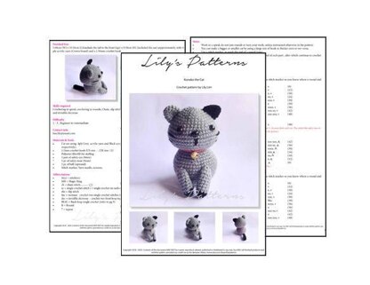 Grey Cat with Bell Crochet Amigurumi