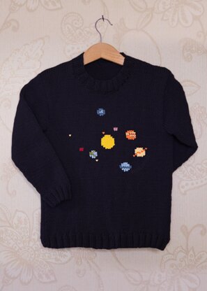 Intarsia - Solar System Chart - Childrens Sweater