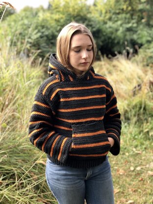 Cozy Campfire Striped Hoodie