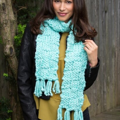 Basketweave Scarf in Red Heart Grande - LW4399