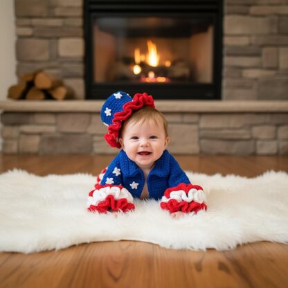 Baby Ruffled Patriotic Outfit 3 Month Crochet Pattern