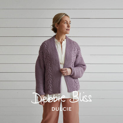 Lace and Garter Stitch Cardigan - Knitting Pattern For Women in Debbie Bliss Dulcie by Debbie Bliss