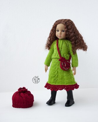 Pomegranate outfit for 13" dol