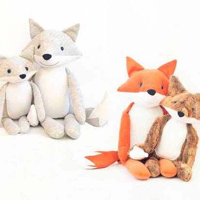 Stuffed large fox and wolf