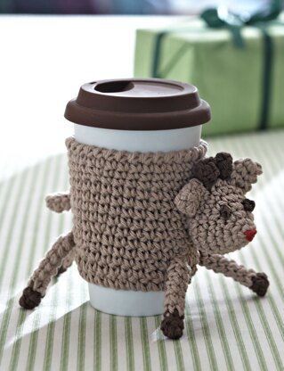 Reindeer Cup Cozy in Bernat Handicrafter Cotton Solids