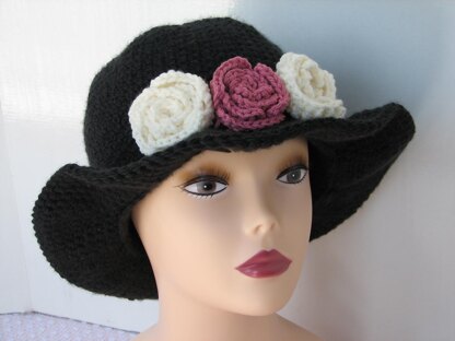 Claire Wide Brim Rosebud Hat