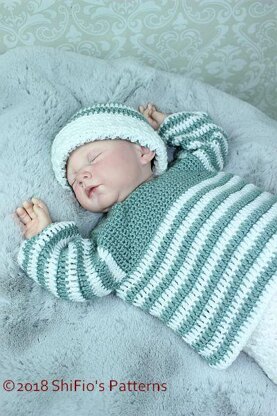 Crochet pattern baby jumer/sweater, trousers and hat UK & USA Terms #371