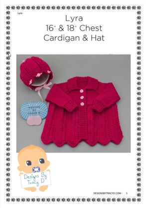 Lyra baby matinee coat knitting pattern 0-3mths & 3-6mths