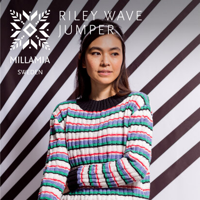 Riley Wave Jumper - Sweater Knitting Pattern For Women in MillaMia Naturally Soft Cotton by MillaMia