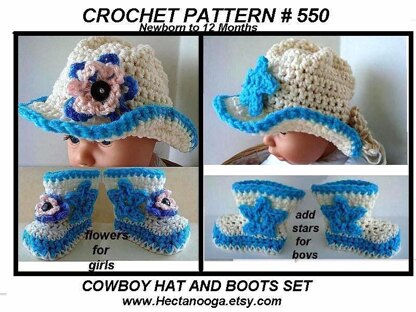 550 Cowboy Hat and Boots Set