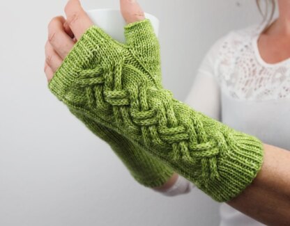 Knitting Pattern "Avocado" / Cable Knit Fingerless Mittens / Arm Warmers  / EN&GE