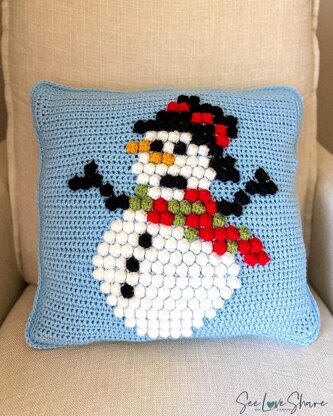 Snowman Bobble Stitch Pillow