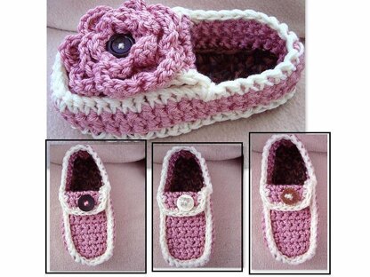 703 PINK LADY SLIPPER, crochet, Women and Girls