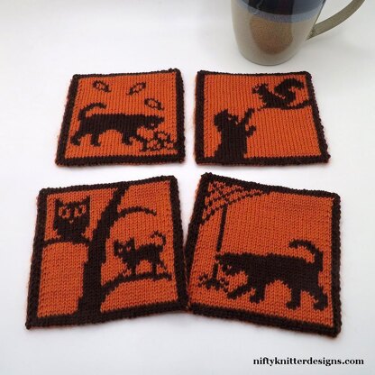 Cats in Fall Coasters
