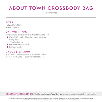 Paintbox Yarns About Town Crossbody Bag PDF (Free)