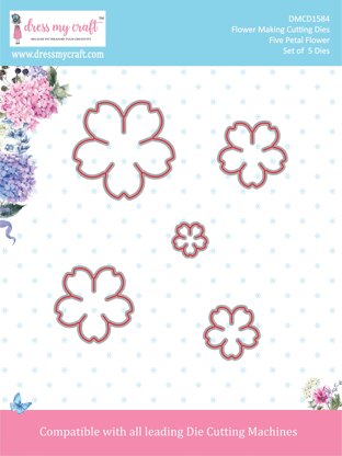 Dress My Craft Dies - Five Petal Flower .5" To 1.54"