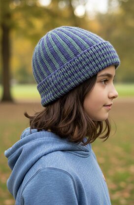 Two Way Stripe Beanie / Toque