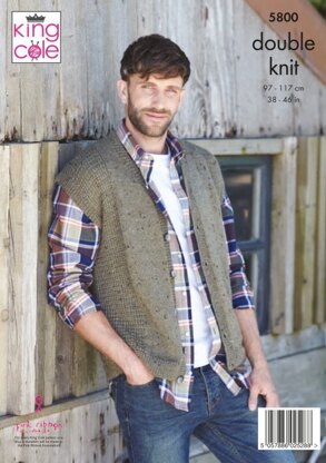 Mens Waistcoat and Tank in King Cole Homespun DK - P5800 - Leaflet