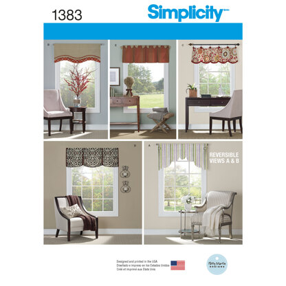 Simplicity Valances for 36in to 40in Wide Windows 1383 - Paper Pattern, Size OS (ONE SIZE)