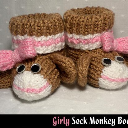 Girly Sock Monkey Booties