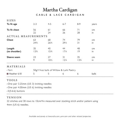 Willow & Lark Martha Cardigan PDF