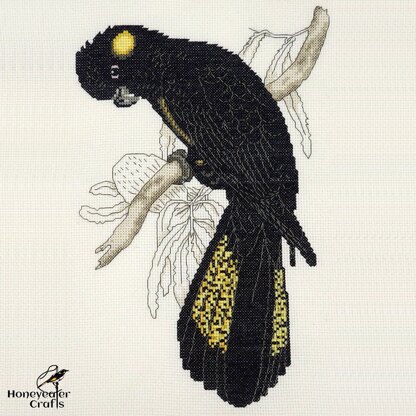 Yellow-tailed Black Cockatoo - Cross Stitch Pattern by Honeyeater Crafts