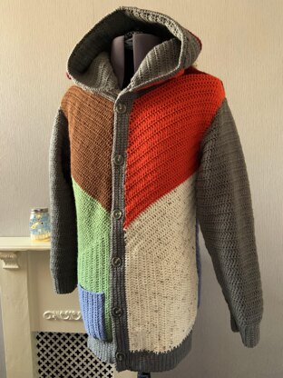 Patchwork Hooded Cardigan