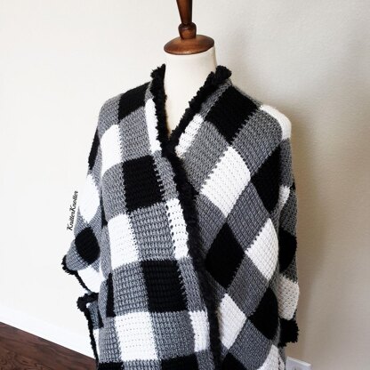 Luxury Plaid Tunisian Poncho