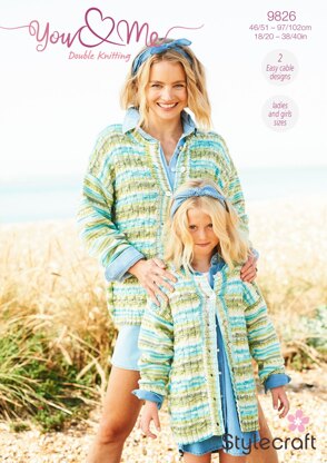 Easy Cable Sweater & Cardigan in Stylecraft You & Me - 9826 - Downloadable PDF