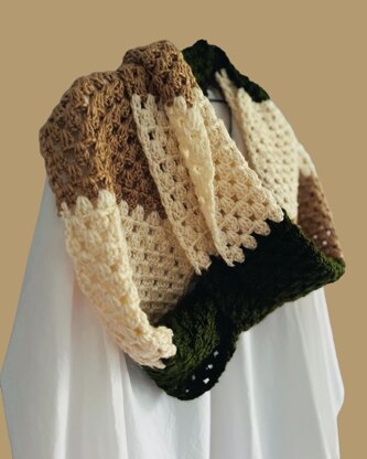 Simple Granny Stripe Crochet Scarf