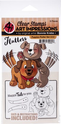 Art Impressions Flutters Stamp & Die Set - Puppies
