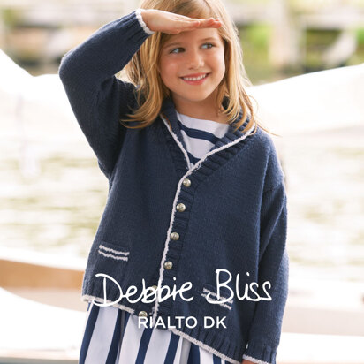 Shawl Collared Cardigan -  Knitting Pattern for Kids in Debbie Bliss Rialto DK